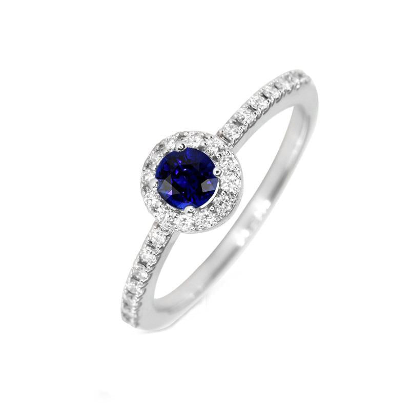 Bague Halo Saphir Rond 2.50 Carats Bijoux Diamant Étincelant - HarryChadEnt.FR