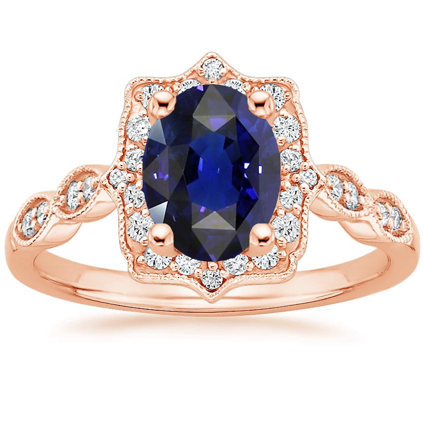 Bague Halo Style Vintage Ovale Ceylan Saphir & Diamants 3.75 Carats - HarryChadEnt.FR