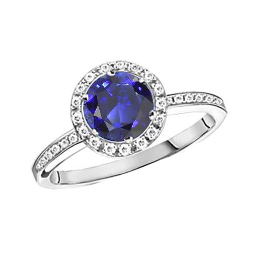 Bague Halo de diamants pour femme Ceylan Saphir Gemstone Accented 2.50 Carats - HarryChadEnt.FR
