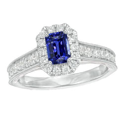 Bague Halo émeraude Diamant Ceylan Saphir 3 Carats Bijoux Femme
