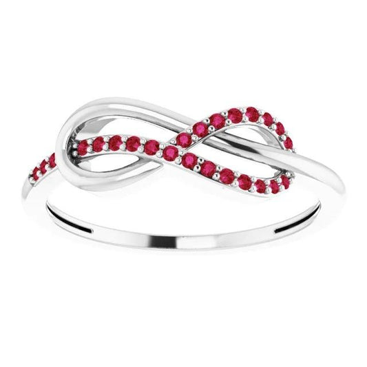 Bague Infini Rubis Torsadé Or Blanc 14K 1.25 Carats - HarryChadEnt.FR