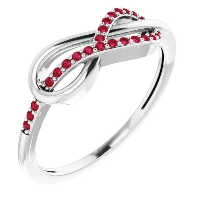 Bague Infini Rubis Torsadé Or Blanc 14K 1.25 Carats - HarryChadEnt.FR