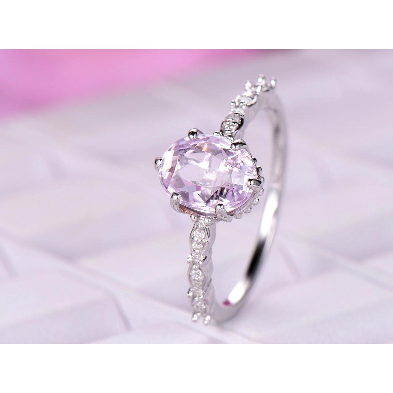 Bague Kunzite Or Blanc 14K Avec Diamants 15.65 Carats - HarryChadEnt.FR