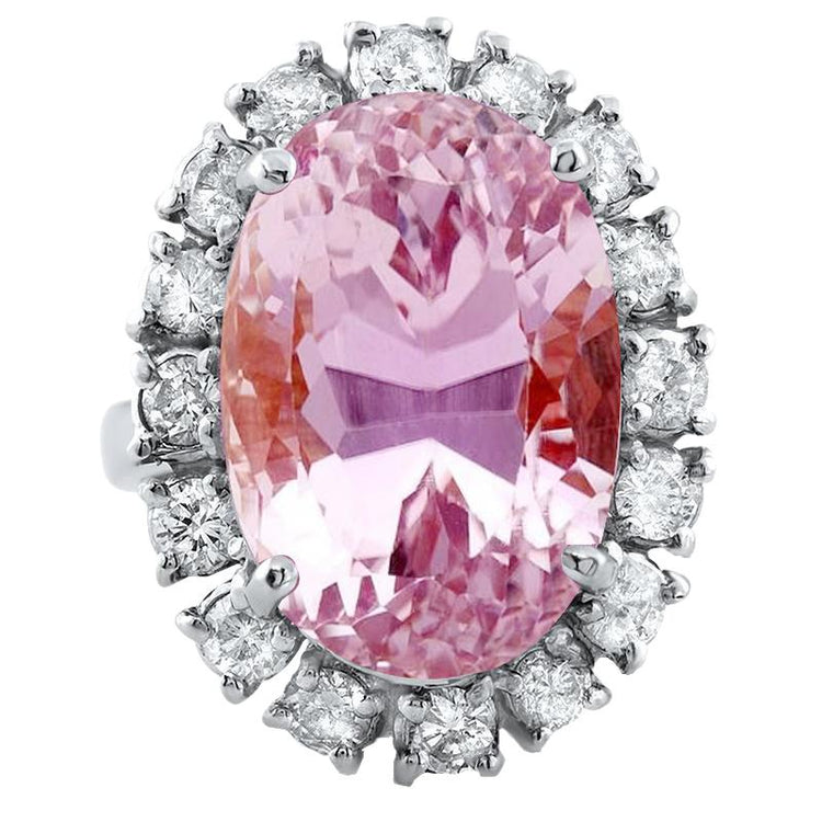 Bague Kunzite Rose Taille Ovale Et Diamant Rond Bijoux En Or 22 Ct - HarryChadEnt.FR