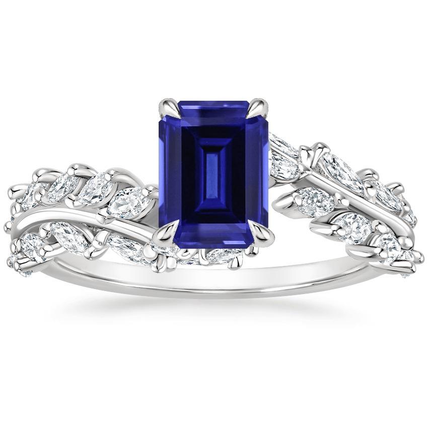 Bague Marquise Diamant Et Saphir Bleu Emeraude Bijoux 3 Carats - HarryChadEnt.FR