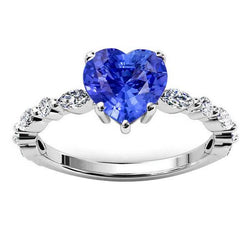 Bague Marquise & Diamant Rond Coeur Saphir Bleu Clair 3 Carats