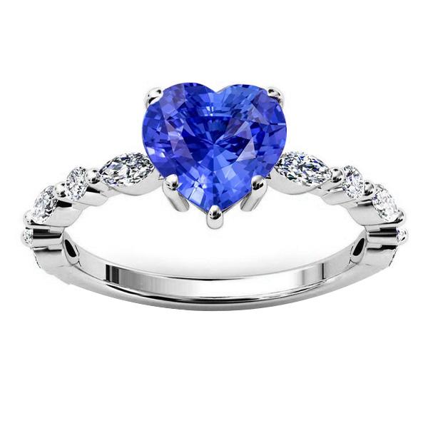 Bague Marquise & Diamant Rond Coeur Saphir Bleu Clair 3 Carats - HarryChadEnt.FR