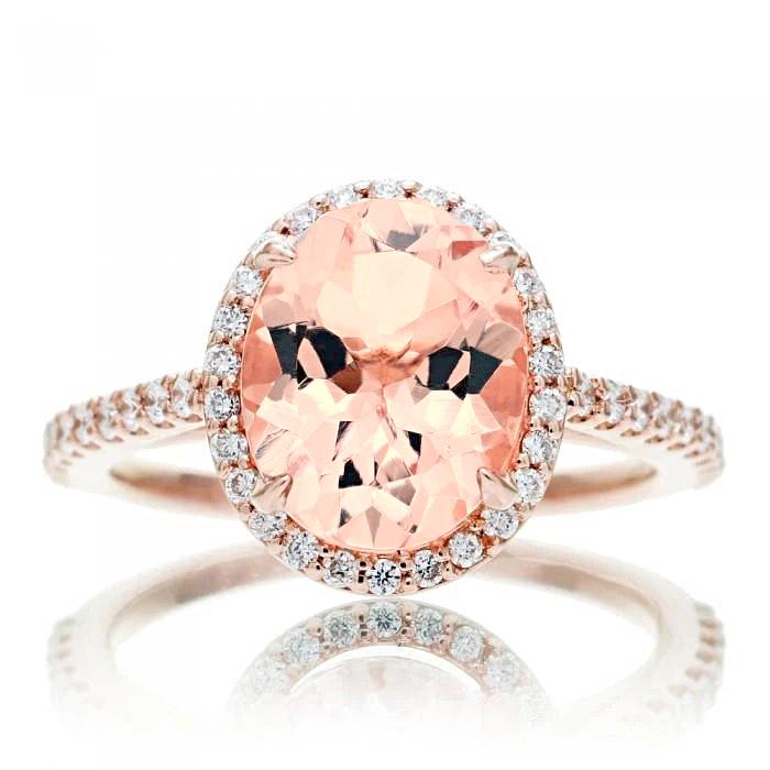 Bague Morganite Avec Diamants 27.50 Carats Or Rose 14K - HarryChadEnt.FR