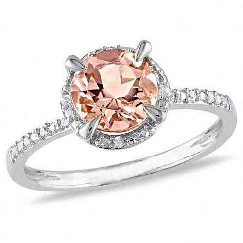 Bague Morganite Et Diamants 9.75 Carats Or Blanc 14K - HarryChadEnt.FR