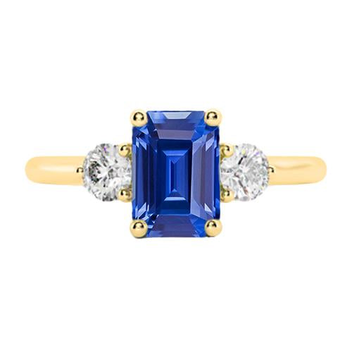 Bague Or 3 Pierres Emeraude Ceylan Saphir Diamants 3 Carats - HarryChadEnt.FR