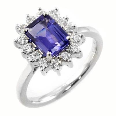 Bague Or Blanc 14K 10.75 Carats Tanzanite Et Diamants - HarryChadEnt.FR