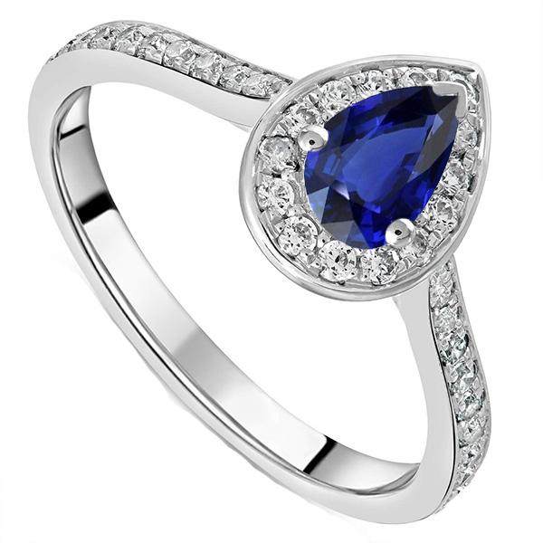 Bague Or Blanc Halo Saphir Ceylan Bijoux Diamant Accentué 4 Carats - HarryChadEnt.FR