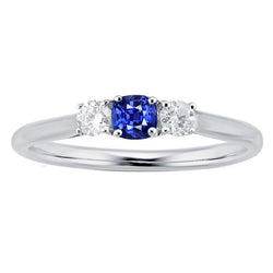Bague Or Coussin Trois Pierres 1.25 Carats Diamant Rond Bijoux
