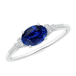 Bague Or Diamant & Saphir Ovale Pierres Précieuses 4 Carats Bijoux Femme