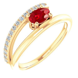 Bague Or Jaune 14K Rubis Et Diamants 2.60 Carats Neuf