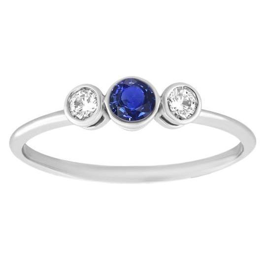 Bague Or Pierre Gemme Serti Clos Diamants & Saphir 3 Pierres 1.50 Carats - HarryChadEnt.FR