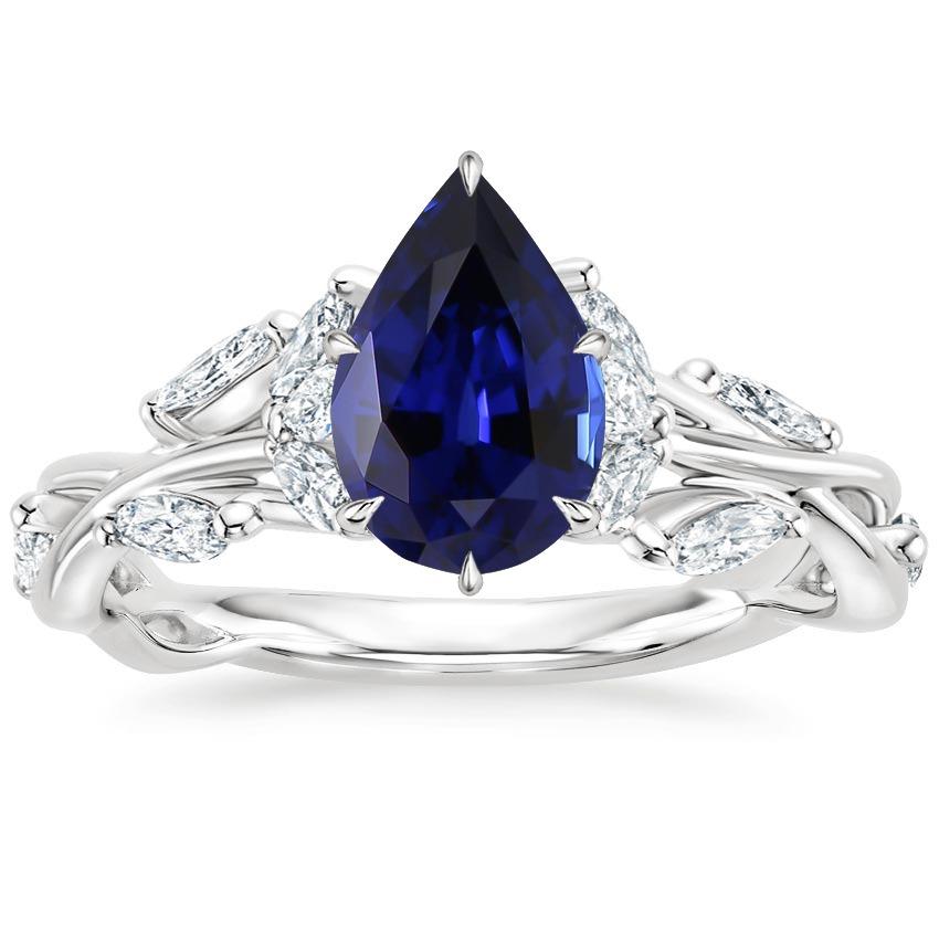 Bague Or Pierres Précieuses Poire Saphir Bleu & Diamants Marquise 7.25 Carats - HarryChadEnt.FR