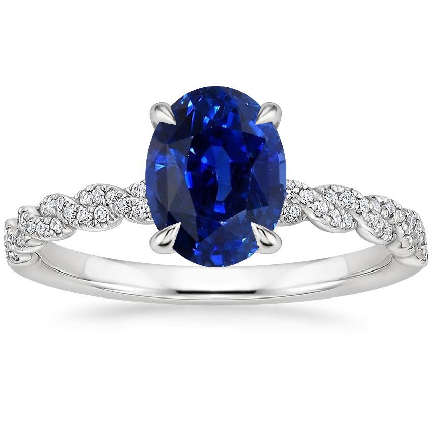 Bague Or Pierres Précieuses Saphir Bleu Ovale & Pavé Diamants 3.50 Carats - HarryChadEnt.FR