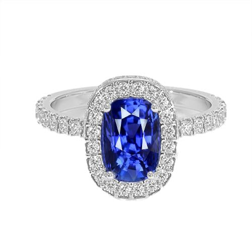 Bague Ovale Ceylan Saphir Halo Diamants 11.75 Carats Or 14K - HarryChadEnt.FR