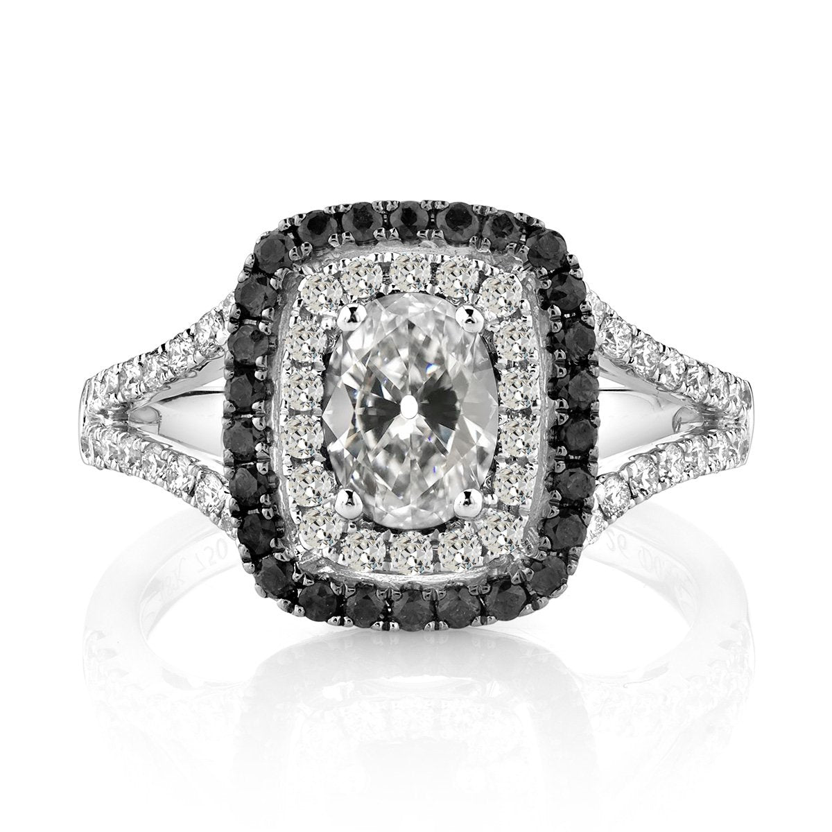 Bague Ovale Vieux mineur & Ronde Halo Diamant Noir Tige Fendue 7 Carats - HarryChadEnt.FR