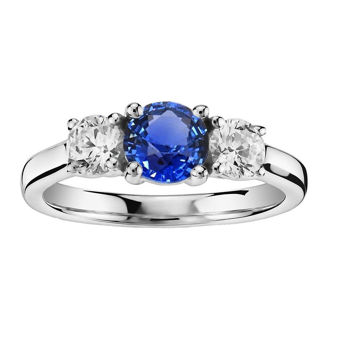 Bague Pierre Gemme 3 Pierres Ronde Saphir Sri Lankais 2.50 Carats Diamant - HarryChadEnt.FR