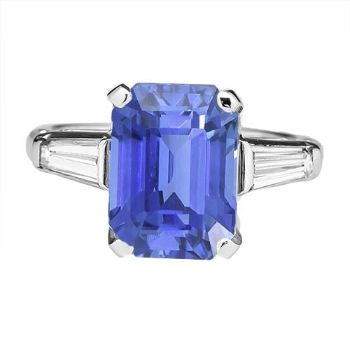 Bague Pierre Gemme 3 Pierres Saphir Bleu Émeraude 2.50 Carats Bijoux Femme - HarryChadEnt.FR