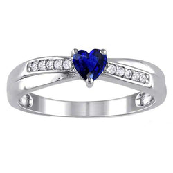 Bague Pierre Gemme Coeur Ceylan Saphir Bijoux 2 Carats Diamants