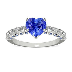 Bague Pierre Gemme Coeur Saphirs Bleus & Diamants Ronds 2.50 Carats