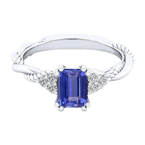 Bague Pierre Gemme Saphir Bleu Style Corde Torsadée Diamants 2 Carats - HarryChadEnt.FR