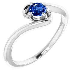 Bague Pierre Saphir Tige Libre 1 Carat Or Blanc 14K