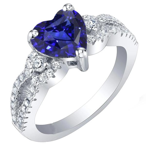 Bague Pierres Précieuses Coupe Coeur Saphir Bleu Split Tige 4.50 Carats - HarryChadEnt.FR