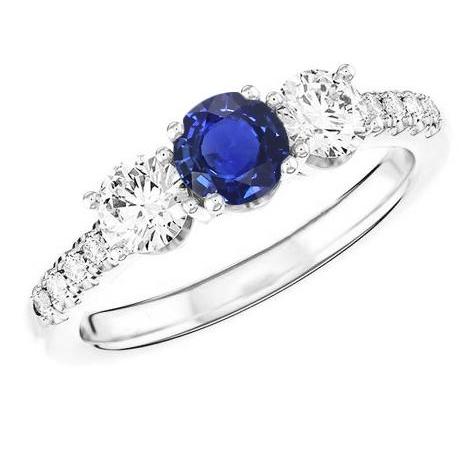 Bague Pierres Précieuses Or Blanc Avec Accents 2 Carats Saphir Bleu Naturel - HarryChadEnt.FR