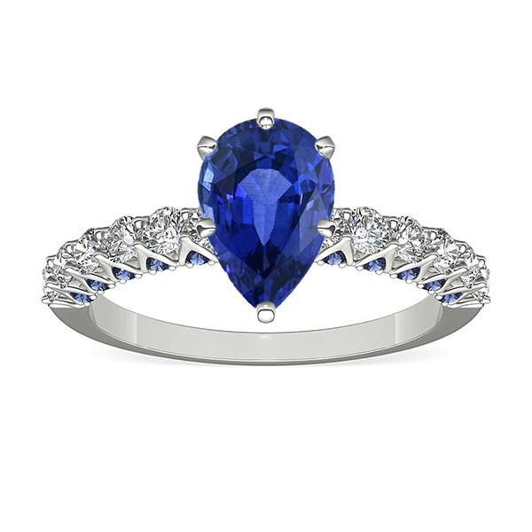 Bague Pierres Précieuses Poire Avec Saphir Bleu Rond & Accents De Diamants 3 Carats - HarryChadEnt.FR