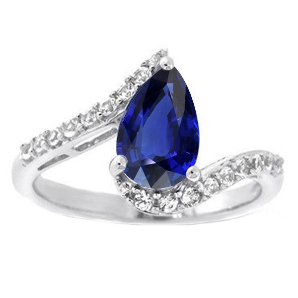 Bague Pierres Précieuses Poire Ceylan Saphir Tension Style & Accents 3 Carats - HarryChadEnt.FR