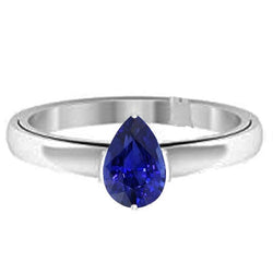 Bague Poire Solitaire Saphir Bleu Naturel 1.50 Carats