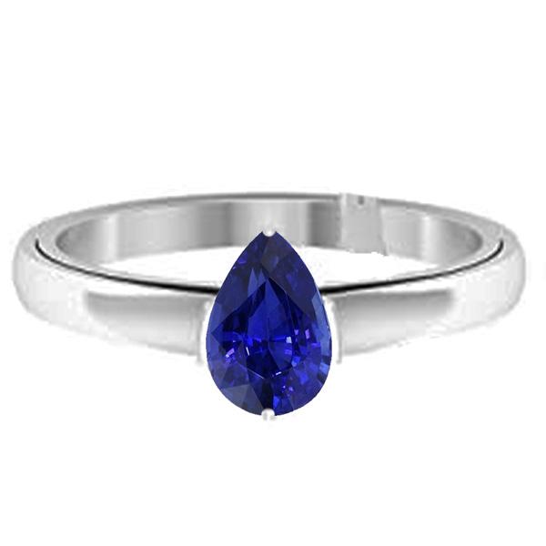 Bague Poire Solitaire Saphir Bleu Naturel 1.50 Carats - HarryChadEnt.FR