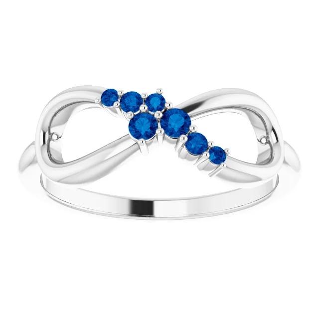 Bague Promesse Saphir Bleu Infinity 1 Carat Or Blanc 14K Bijoux - HarryChadEnt.FR