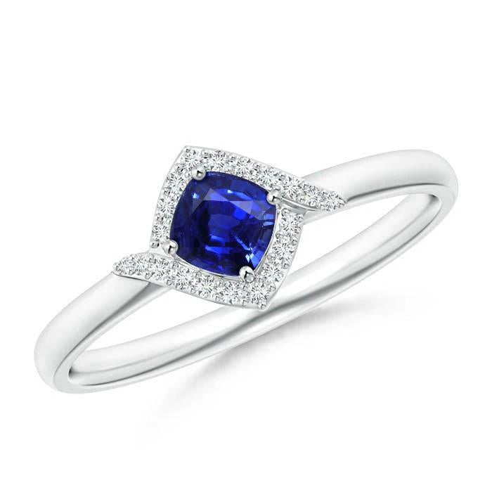 Bague Promesse Saphir Ceylan 2.25 Carats Et Diamants Or Blanc 14K - HarryChadEnt.FR