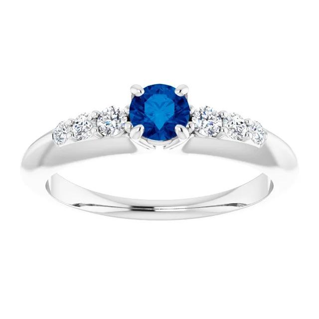 Bague Quatre Griffes Diamant Rond Saphir Bleu 1.50 Carats - HarryChadEnt.FR