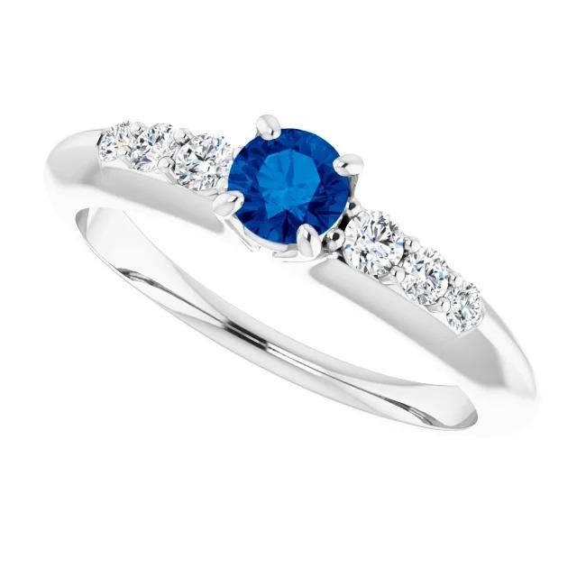 Bague Quatre Griffes Diamant Rond Saphir Bleu 1.50 Carats - HarryChadEnt.FR