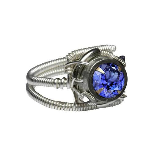 Bague Ronde Tanzanite Aaa Style Antique En Or Blanc 2 Carats - HarryChadEnt.FR