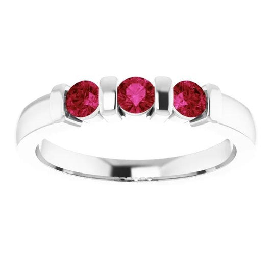 Bague Rubis Birmanie Trois Pierres 0.90 Carats Bar Sertissage Bijoux Nouveau - HarryChadEnt.FR