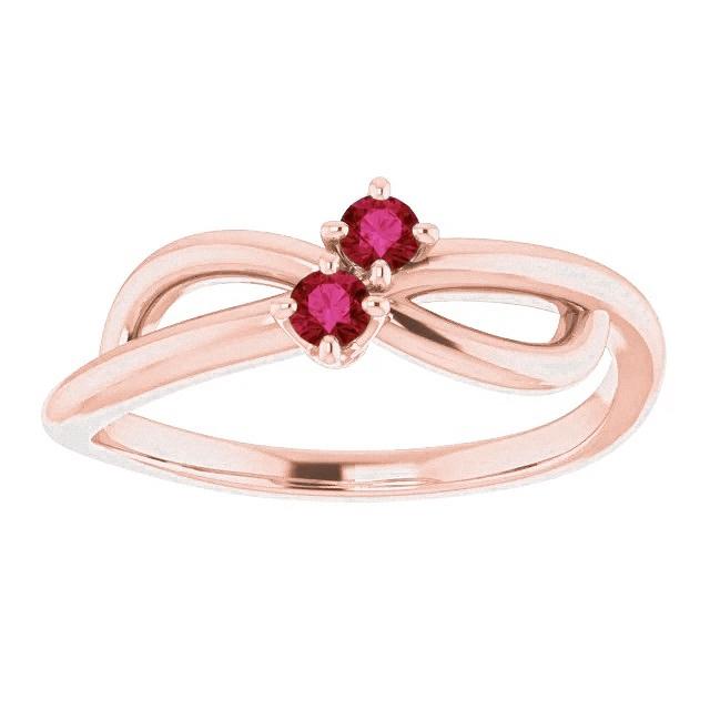 Bague Rubis Or Rose 0.20 Carats Infini Twist Style U Prong - HarryChadEnt.FR