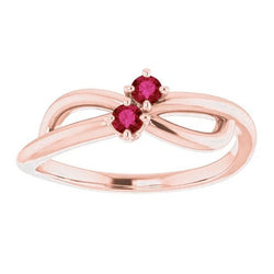 Bague Rubis Or Rose 0.20 Carats Infini Twist Style U Prong