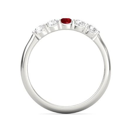 Bague Rubis Rond Et Diamant 1.50 Carats Or Blanc 14K Bijoux - HarryChadEnt.FR