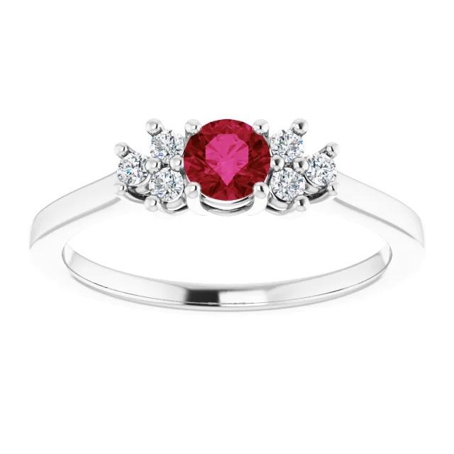 Bague Rubis Rond Rouge Et Diamant 1.50 Carats - HarryChadEnt.FR