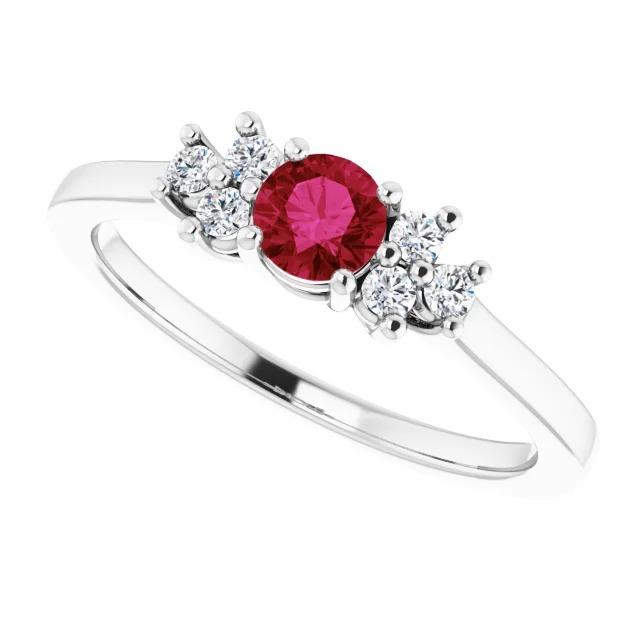 Bague Rubis Rond Rouge Et Diamant 1.50 Carats - HarryChadEnt.FR