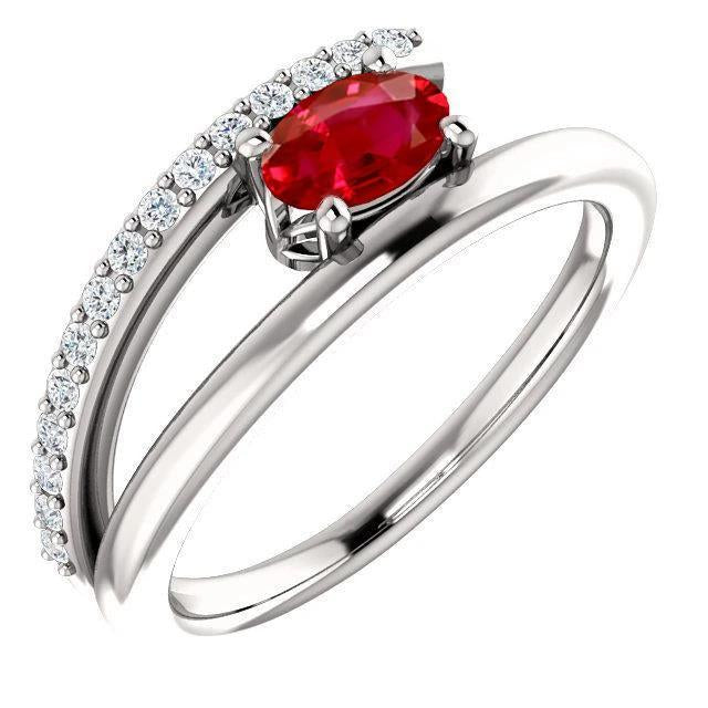 Bague Rubis Rouge 2 Carats Avec Diamants Or Blanc 14K - HarryChadEnt.FR