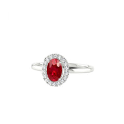 Bague Rubis Rouge Avec Diamants 3.75 Ct Or 14K Blanc Nouveau