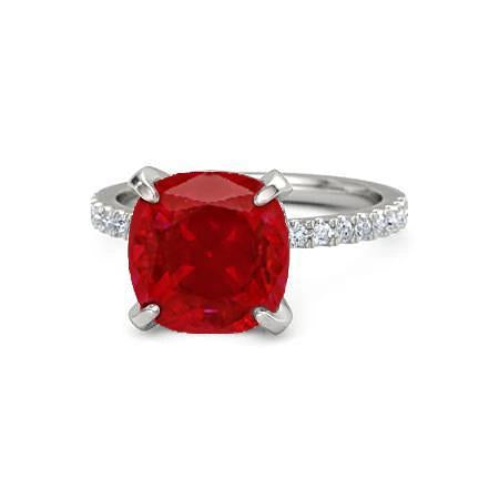 Bague Rubis Rouge Avec Diamants 4.25 Carats Or Blanc 14K - HarryChadEnt.FR
